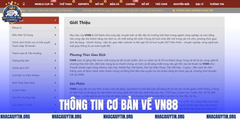 Thông tin cơ bản về VN88 